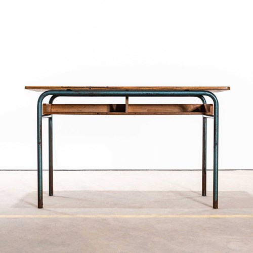 1960'S French Mullca Mid Century Double School Desk - Console Table