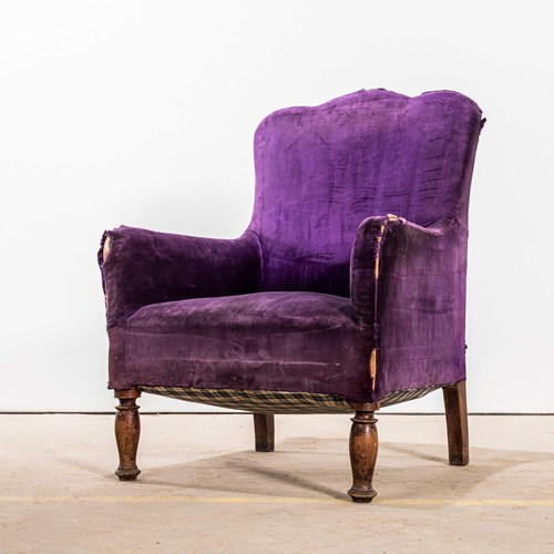 1920'S Single Deep Scallop Back Upholstered Armchair
