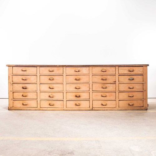  1930'S Exceptional Very Large French 2.5 Metre Bank Of Drawers