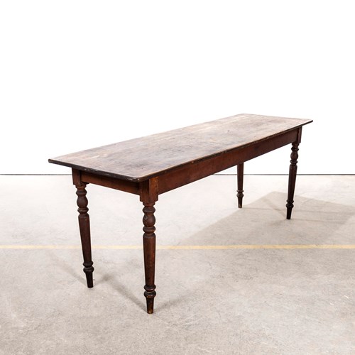 1940’S French Bobbin Leg Mid Oak Fruitwood Rectangular Dining Table