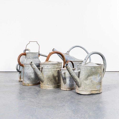 1950'S Original French Galvanised Watering Can Without Nozzle