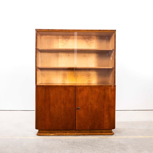 1930'S Warm Figured Walnut Wide Cabinet