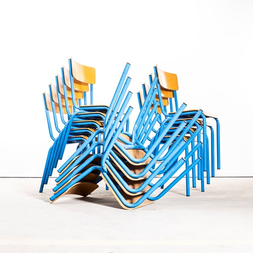 1960'S Vivid Blue Simple Mullca Stacking Dining Chairs