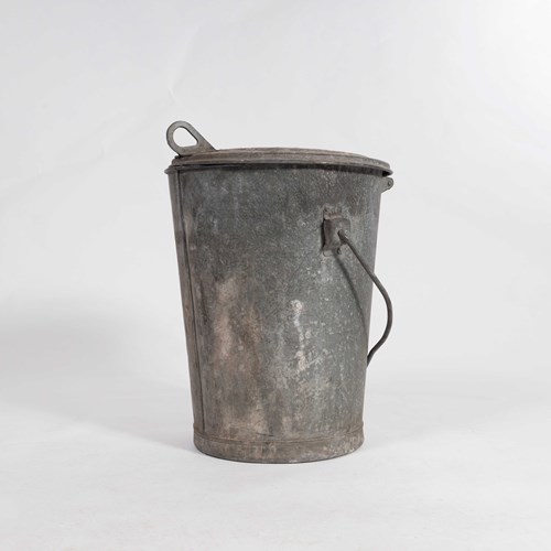 1960'S Belgian Galvanised Lidded Bucket