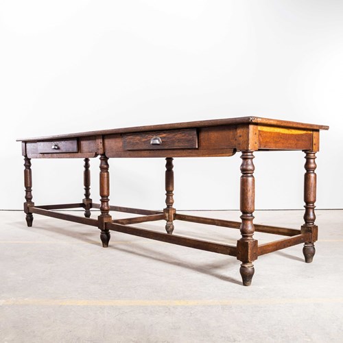 1920'S French Chateau Hall Table With Original Oak Scrubbed Top