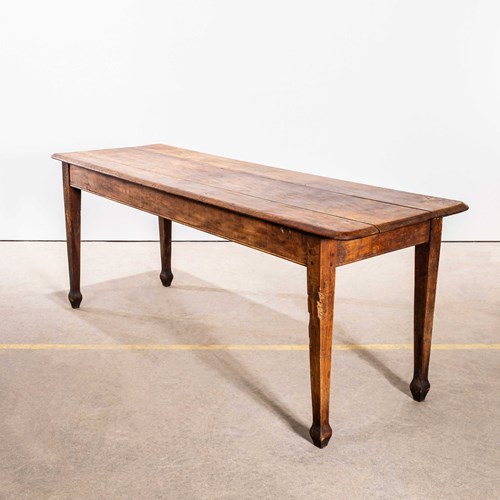 1940'S Straight Leg Rectangular Oak Dining Table With Planked Top