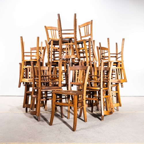 1940'S French Farmhouse Dark Oak Dining Chairs