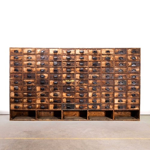 1940'S Massive French Workshop Bank Of Drawers - One Hundred Drawers