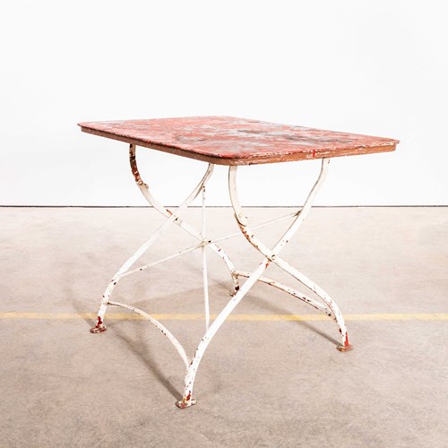  1950'S Red Top Heavy Weight French Garden Folding Table