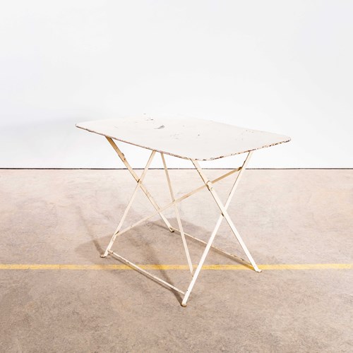  1950'S French White Rectangular Metal Folding Dining Table