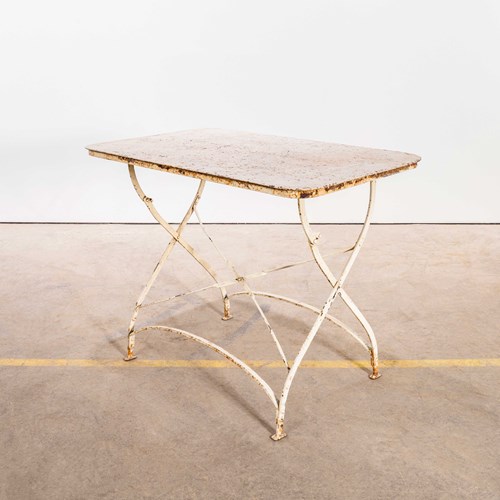 1950'S White Heavy Weight French Garden Folding Table