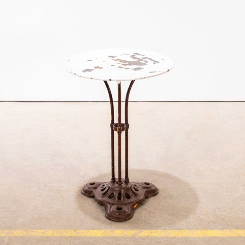 1950'S White French Metal Tripod Base Outdoor Small Gueridon Table