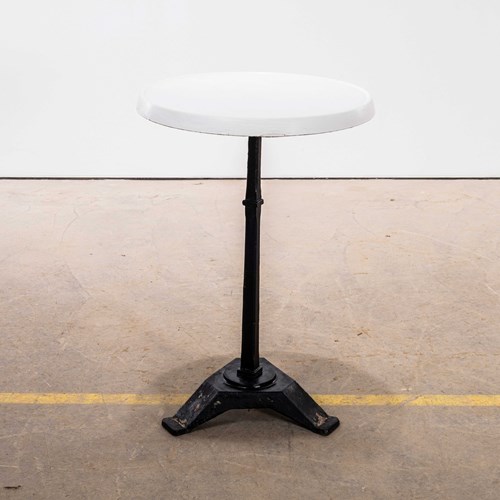  1970’S French Cast Base Café Bistro Table With White Top