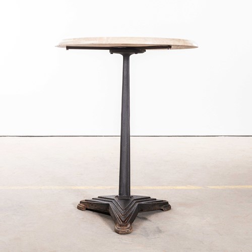 1970'S French Cast Base Bistro Table With White Top