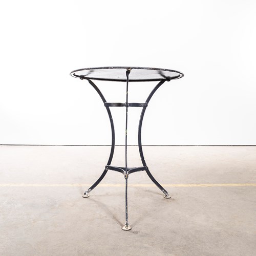 1950'S Simple Navy French Round Outdoor Metal Table