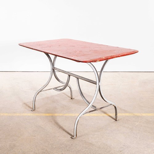 1950'S Red Heavy Weight French Garden Table