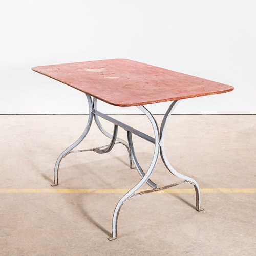 1950'S Heavy Weight French Garden Table With Red Top