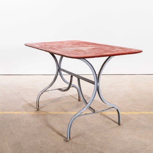 1950'S Heavy Weight French Garden Table With Red Top