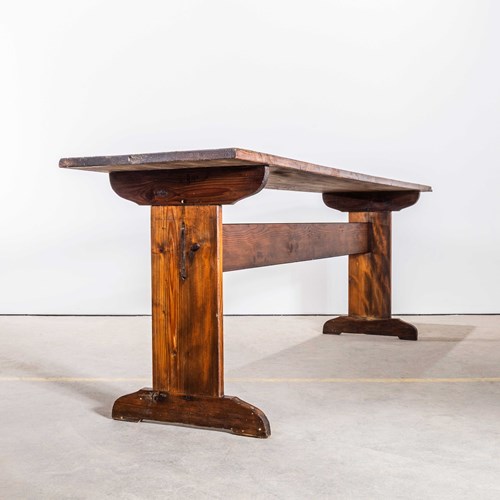 1940'S French Arts And Crafts Scrubbed Top Dining Table