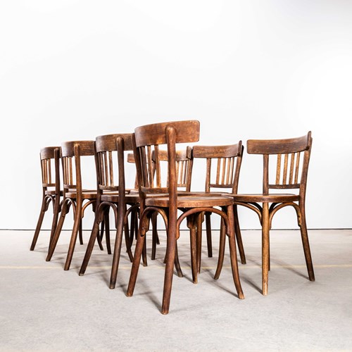 1950'S French Ox Back Slatted Bentwood Dining Chairs - Set Of Eight