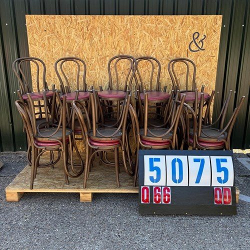  1970’S Classic Hoop Back Bentwood Upholstered Dining Chairs – Dark Tan