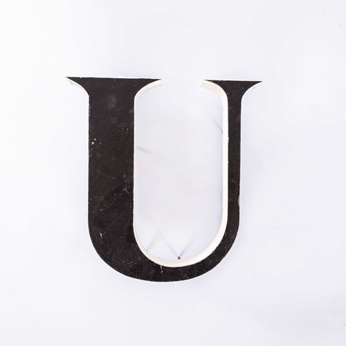  1950'S Original Large French Metal Shop Signage Letters - Letter U