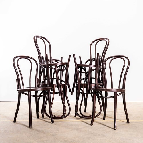 1970’S Classic Hoop Back Bentwood Dining Chairs - Dark Rust - Set Of Eight