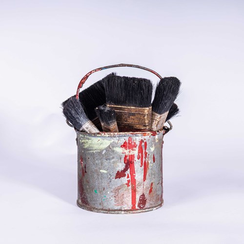 Vintage Painters Pale And Brushes