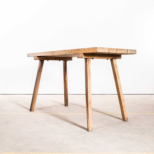 1950'S Original Hungarian Butchers Table - Tall Peg Leg