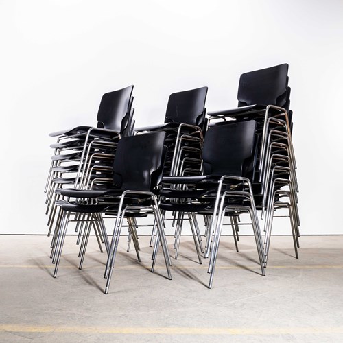 1970'S Ebonised Formed Dining Chair - Chrome Legs