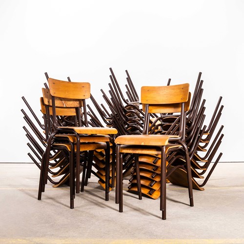  1950’S French Mullca Chocolate Simple Stacking Dining Chairs