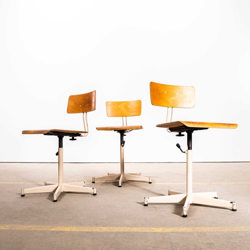  1960'S Industrial Swivel Desk Chair With Beige Base