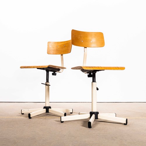  1960'S Industrial Swivel Desk Chair With White Base