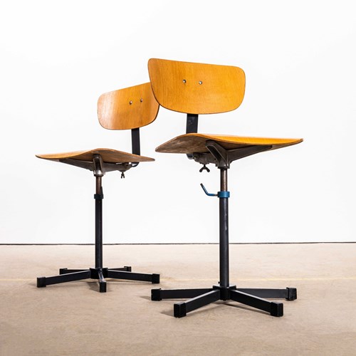 1960'S Industrial Swivel Desk Chair With Black Base