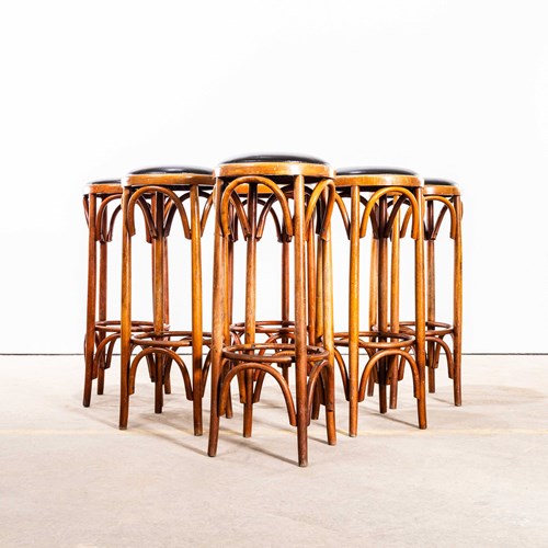  1950’S Original French Upholstered Barstools – Set Of Six