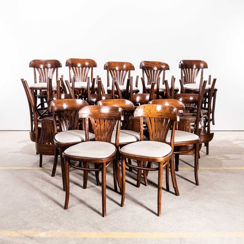 1970’S Dark Honey Fan Back Upholstered Dining Chairs