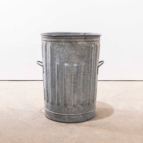  1970’S Belgian Galvanised Ribbed Bin