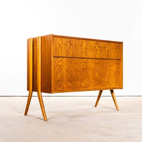  1950’S Original Oak Blanket Box – Small Cabinet By Tatra Pravenec