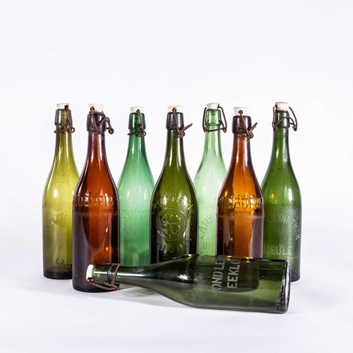  Vintage Coloured Glass Bottles