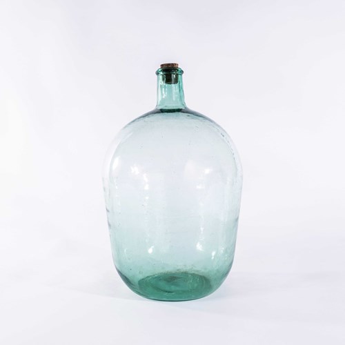 Vintage French Aqua Glass Demijohn