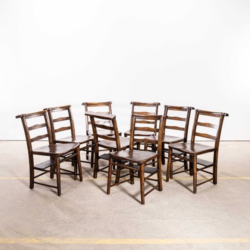  1930’S English Pilgrim Chapel Dining Chairs - Set Of Eight