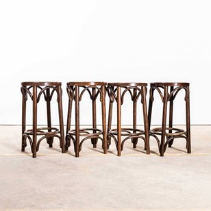 1970’S Dark Oak Low Bentwood Bar St...