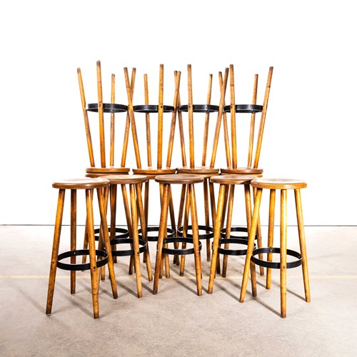 1960'S Solid Top Metal Ring Bar Stools