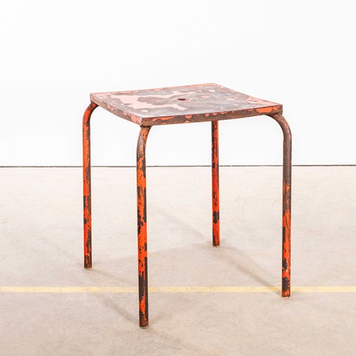  1950'S French Rusty Red Metal Outdoor Table