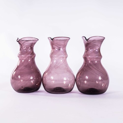 Contemporary Purple Moroccan Mouth Blown Glass Jugs