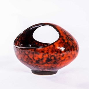  1960’S Bright Red And Black Glazed...