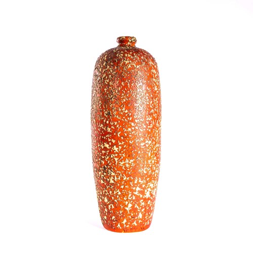 1960'S Large Red And Yellow Mottled Ceramic