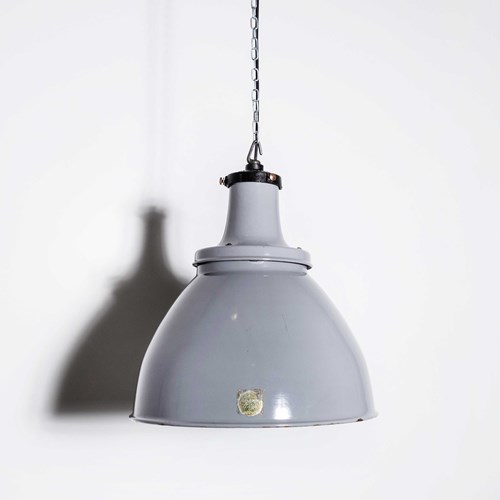 1960'S Domed Benjamin Enamelled Pendant Lamps - 18 Inch - Restored