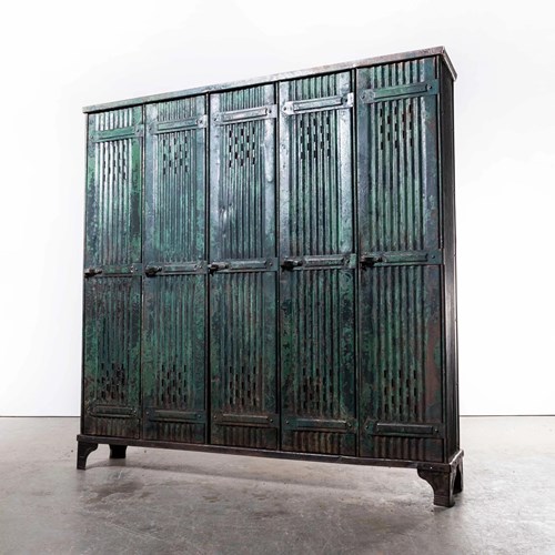1930'S Original Forge De Strasbourg - Strafor - Green Five Door Locker