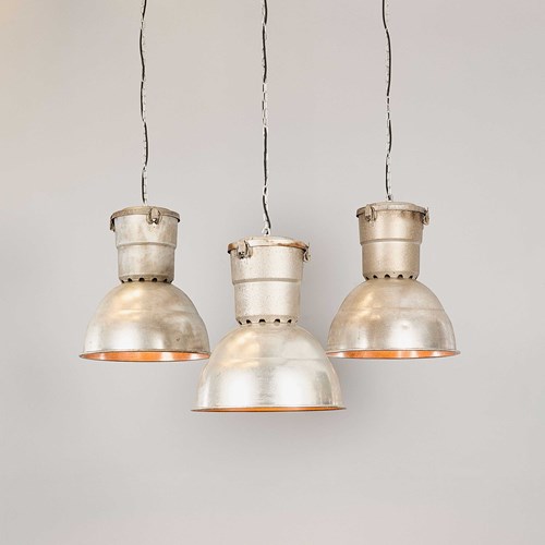 1960'S Large Industrial Spun Aluminium French Ceiling Pendant Lamps/Light Shades